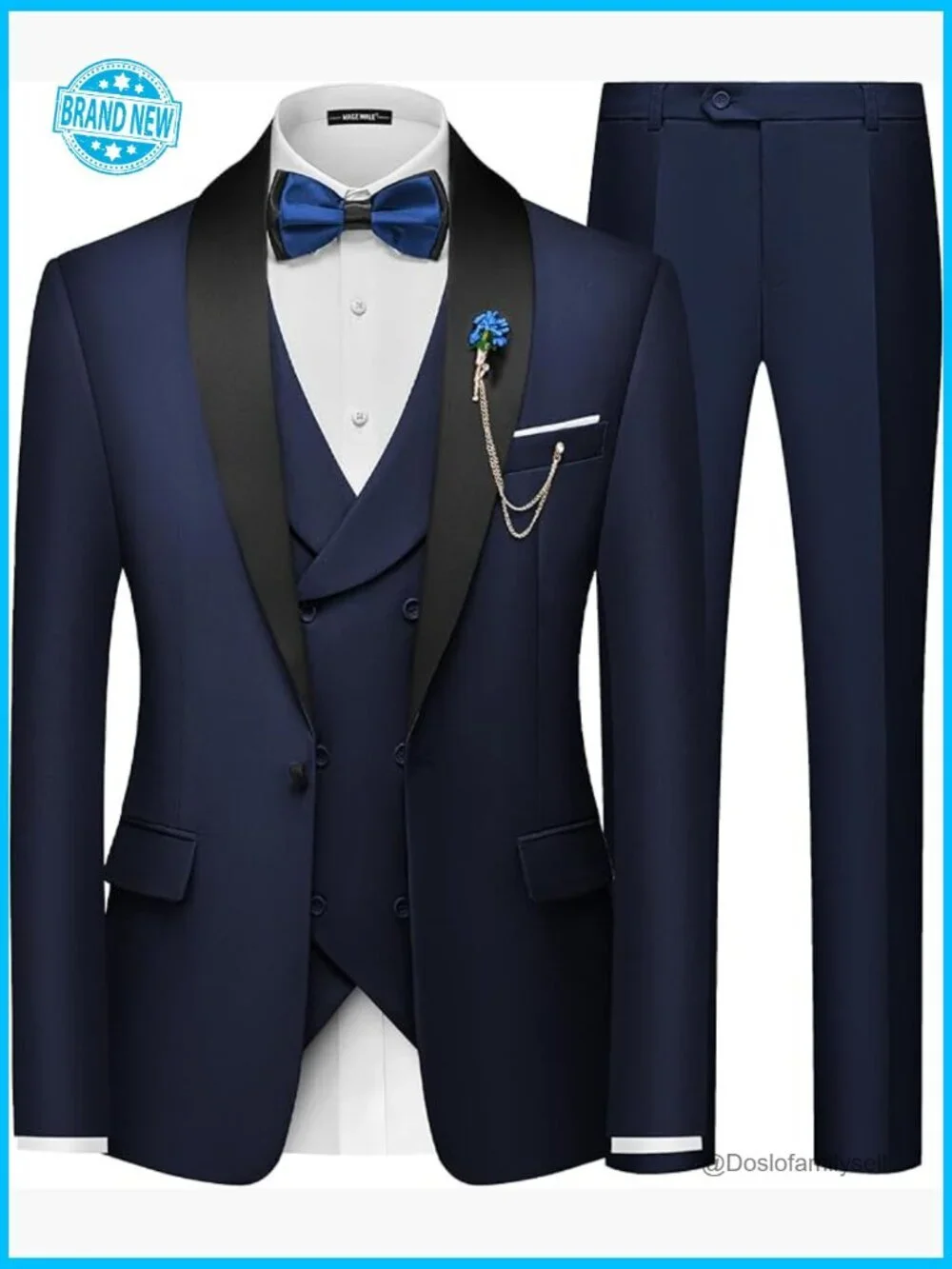 Slim Fit Shawl Lapel Blazer Vest Pants Set Classic Elegant Formal Suit